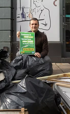 Dominic with campaign materials